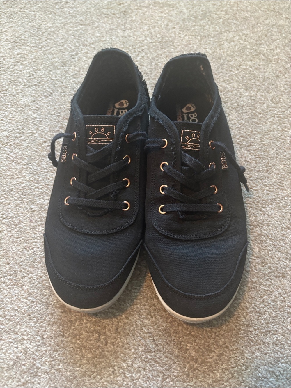 Skechers BOBS Black Canvas Lace-Up Sneakers Women’s size 10
